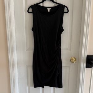 Leith Black Sleeveless Side-Ruching Mini Dress